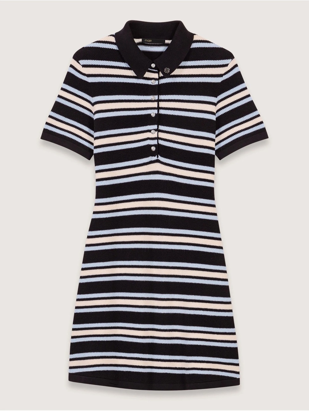 Blue Striped Polo Knit Dress - Picture 4 of 5
